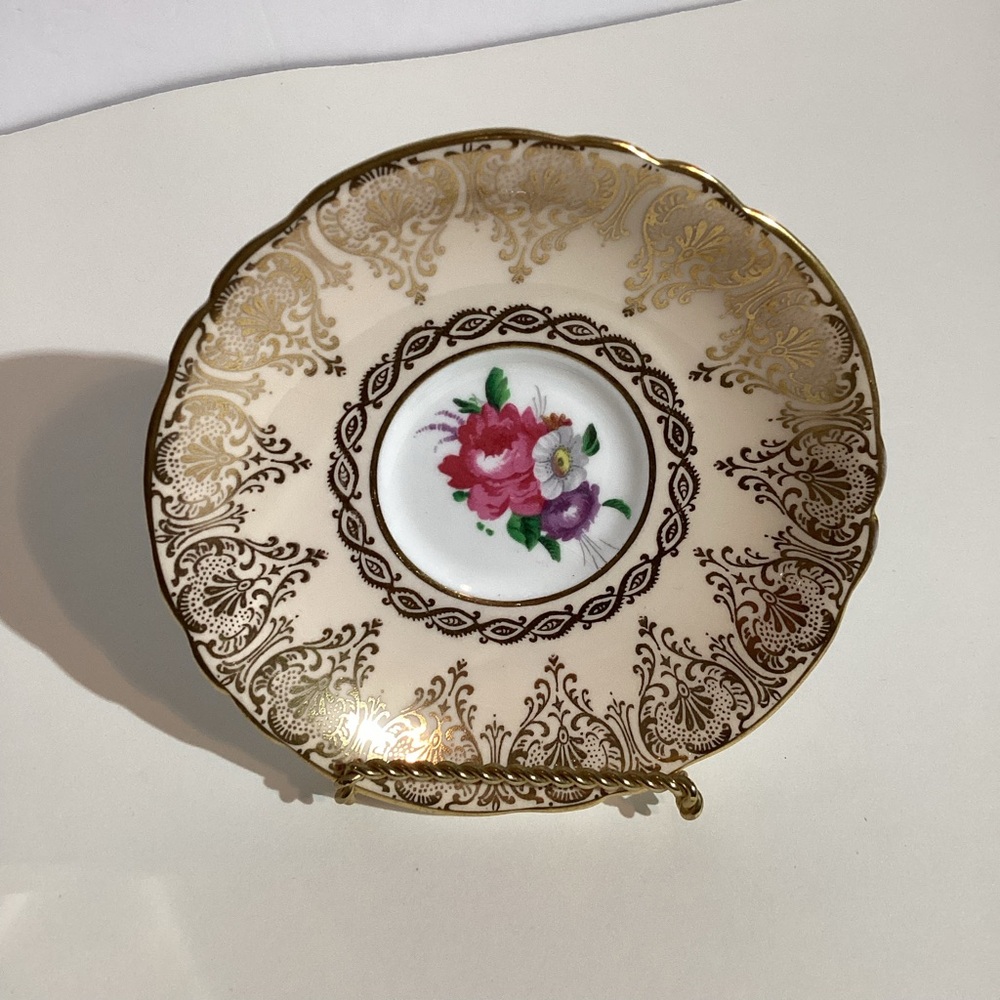 PARAGON Fine Bone China Saucer w/Gold Accents, vintage, double warrent